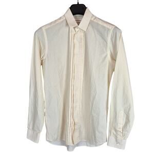 Mauri Grifoni Shirt Womens 38 15 1/2 Yellow Button Front Made In Italy Cotton